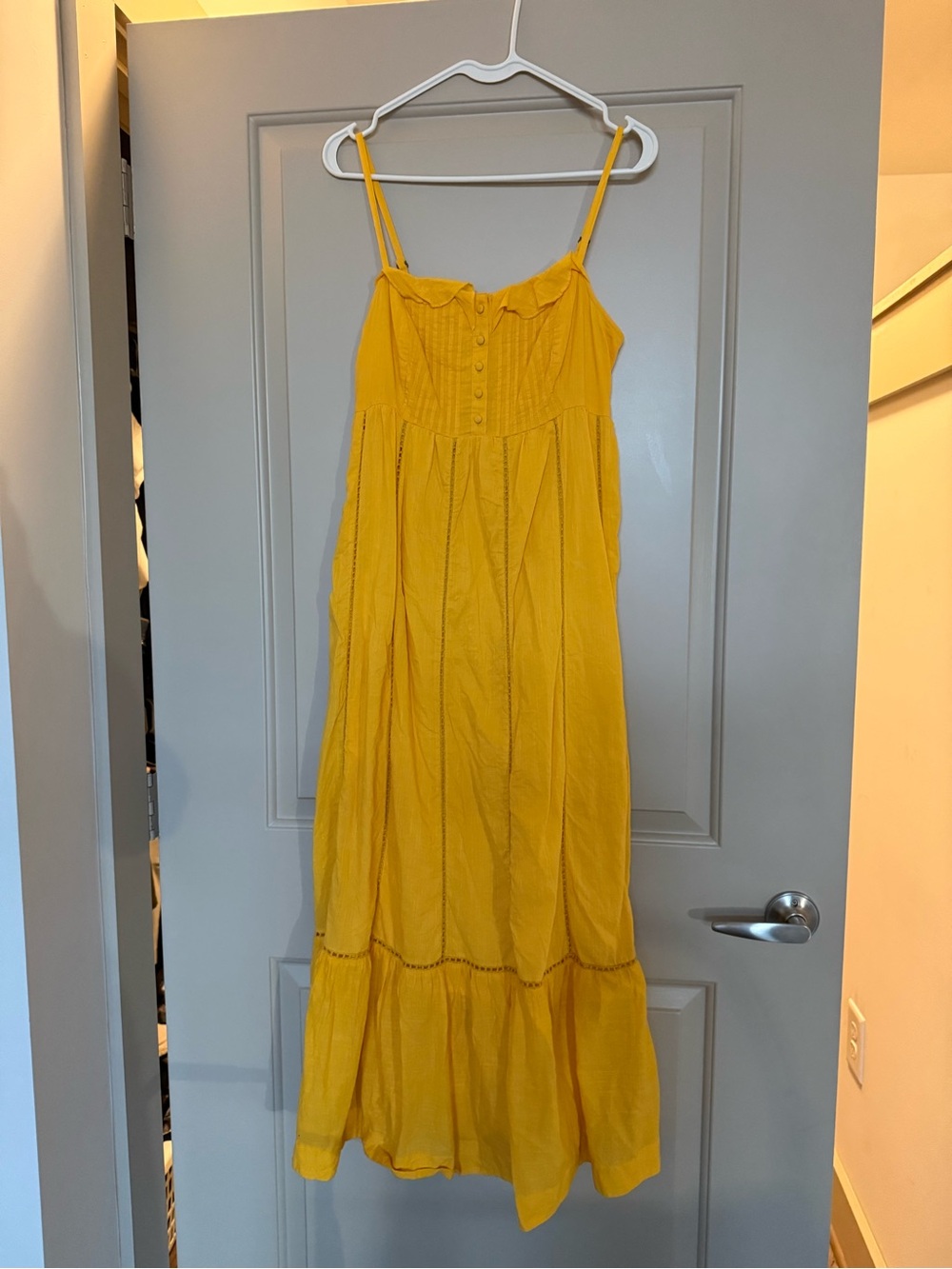 Anthropologie Yellow Spaghetti-Strap Maxi Dress